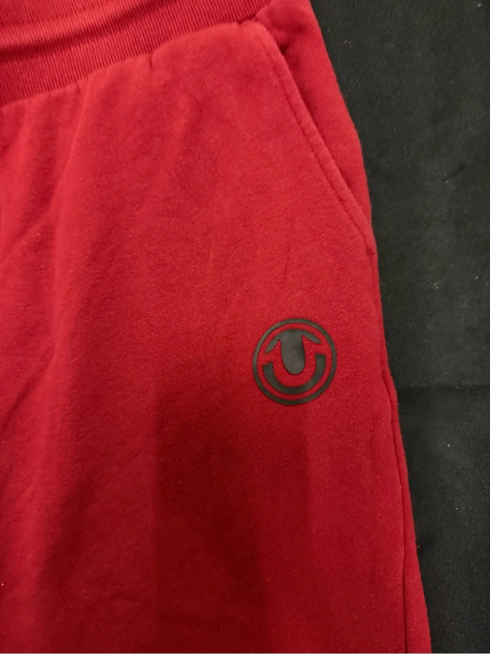 True Religion Men's Red Fleece Joggers with Drawstring Waist